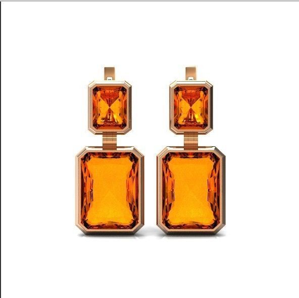 Trendy set earrings and ring  with big rectangular stone 414 3D Model Collection_55