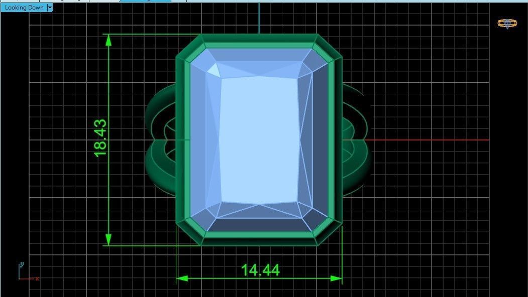 Trendy set earrings and ring  with big rectangular stone 414 3D Model Collection_17