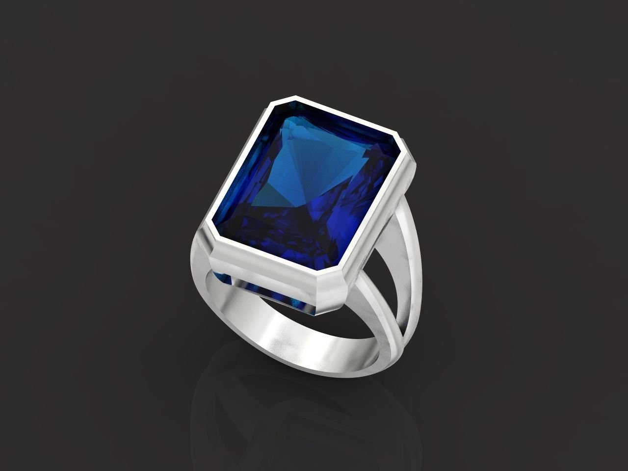 Trendy set earrings and ring  with big rectangular stone 414 3D Model Collection_110