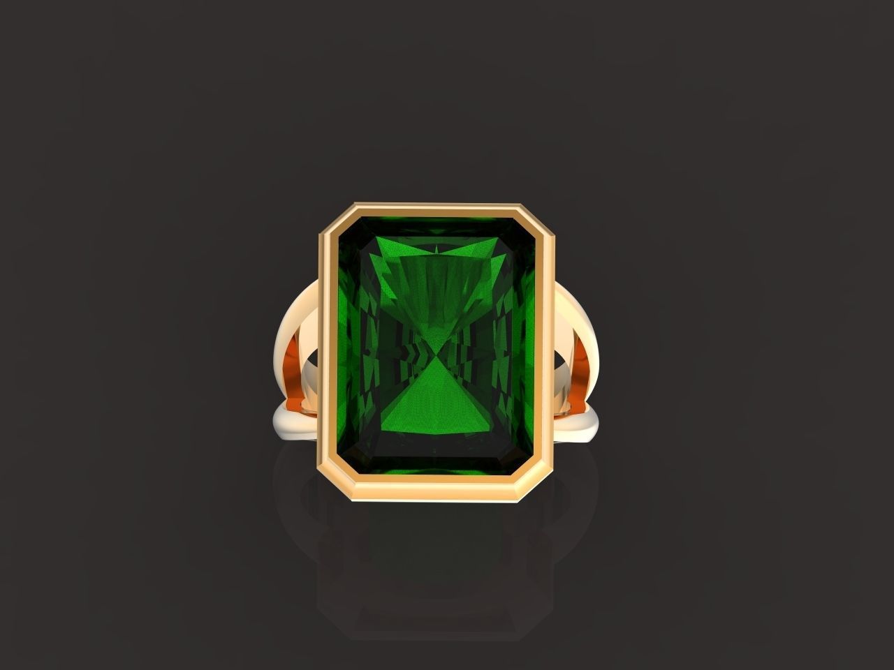 Trendy set earrings and ring  with big rectangular stone 414 3D Model Collection_95