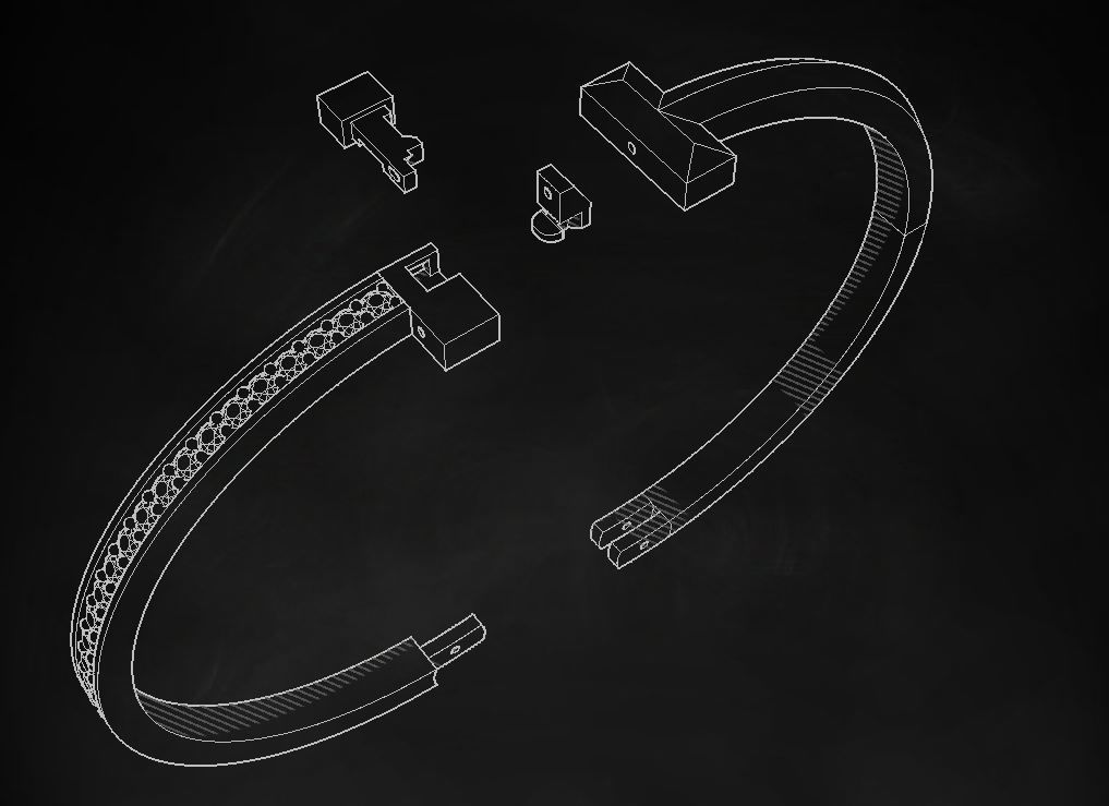 Bracelet Tiffany with diamonds 3D print model_5