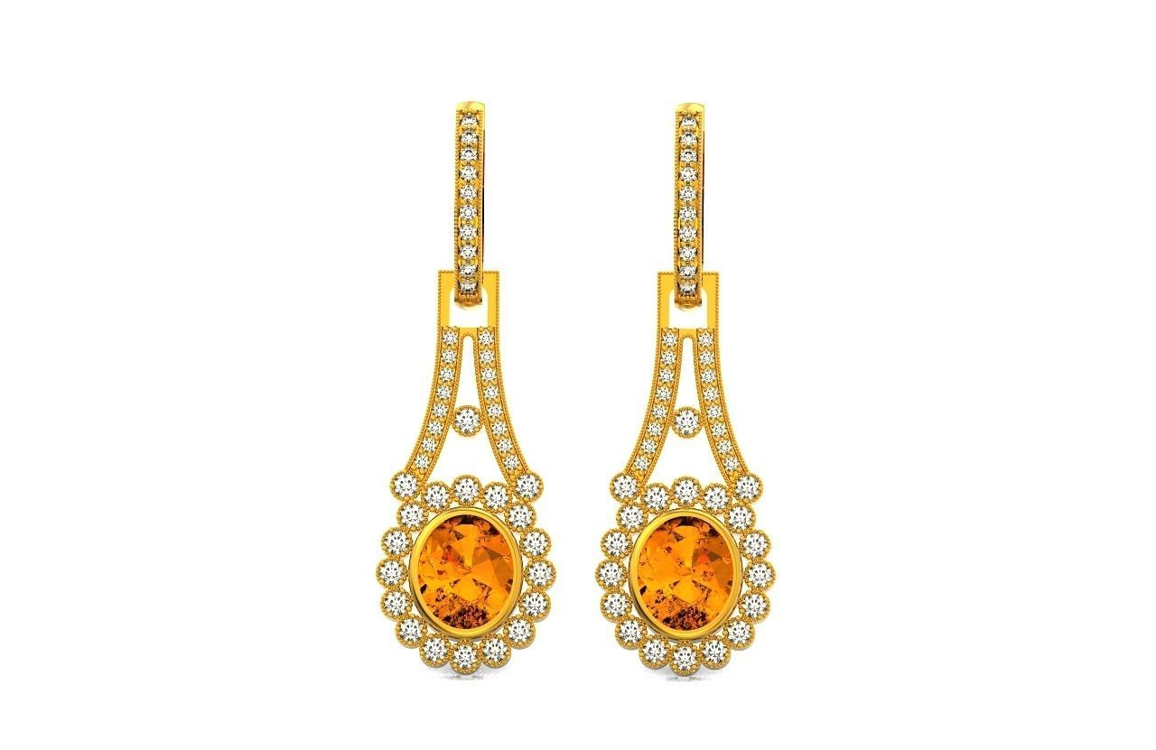 vintage bridal evening dangle earrings 425 3D print model_2