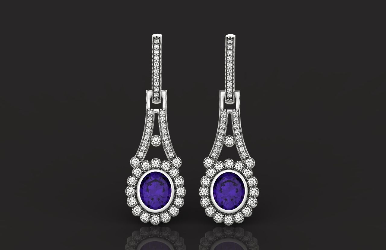 vintage bridal evening dangle earrings 425 3D print model_19