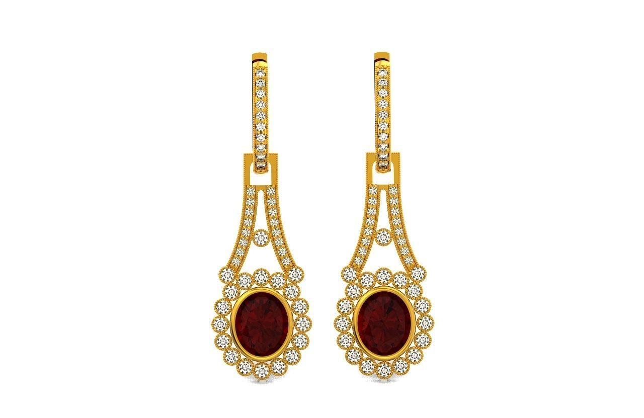 vintage bridal evening dangle earrings 425 3D print model_7