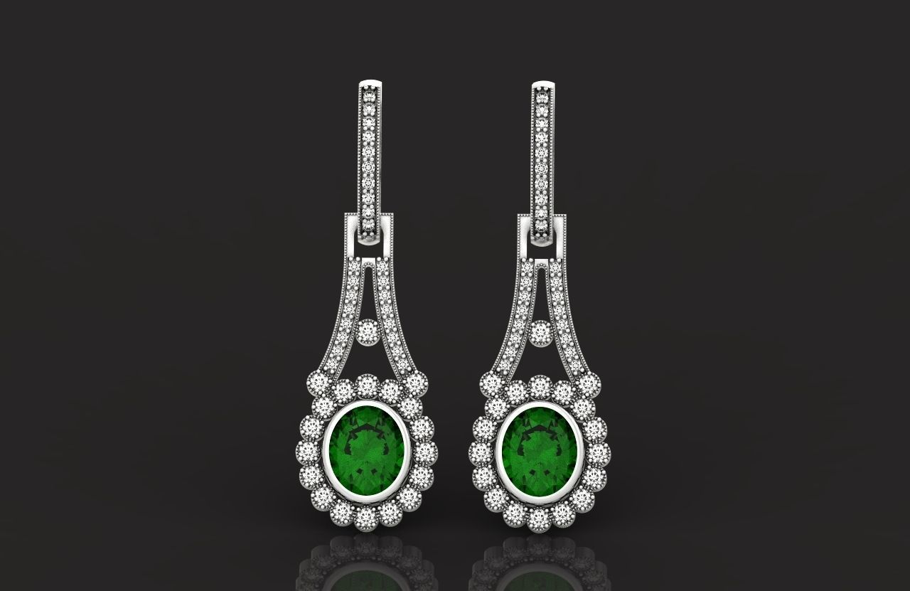 vintage bridal evening dangle earrings 425 3D print model_38