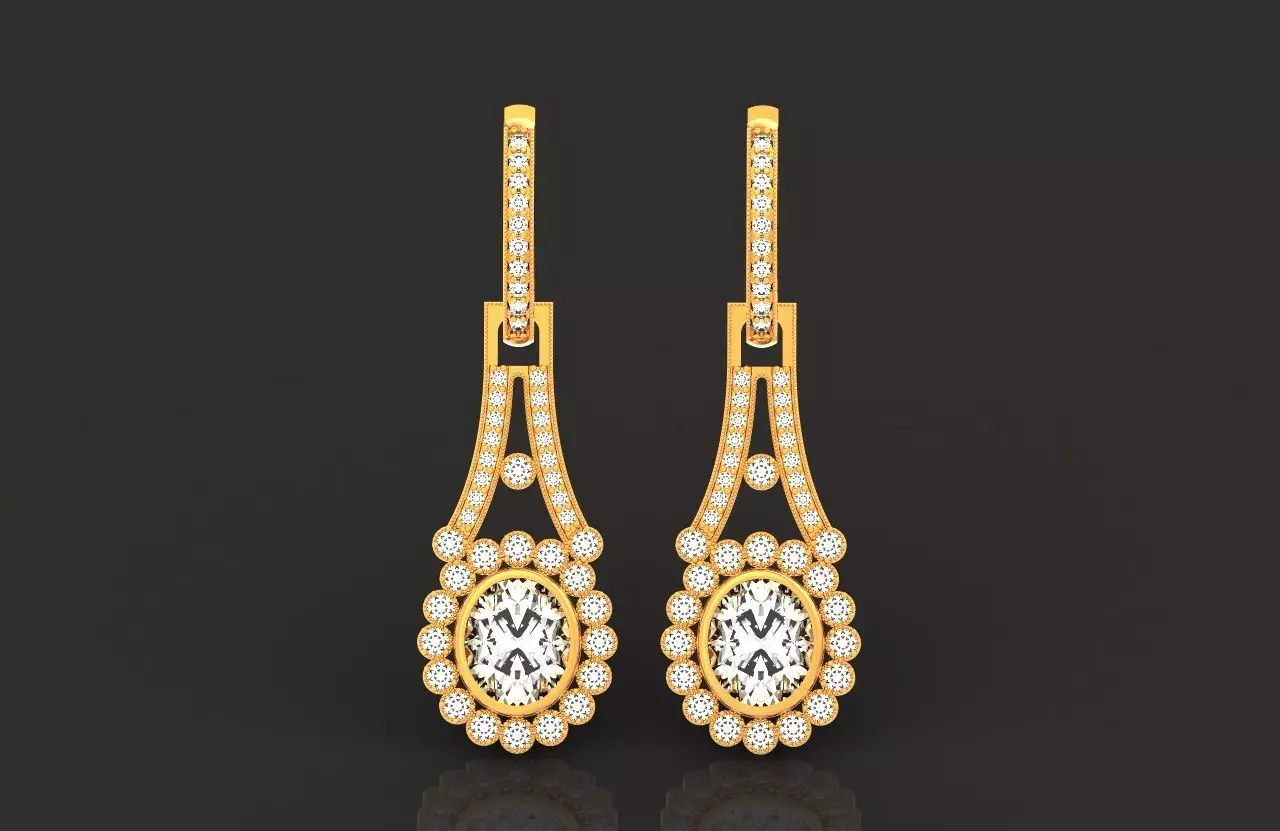 vintage bridal evening dangle earrings 425 3D print model_0