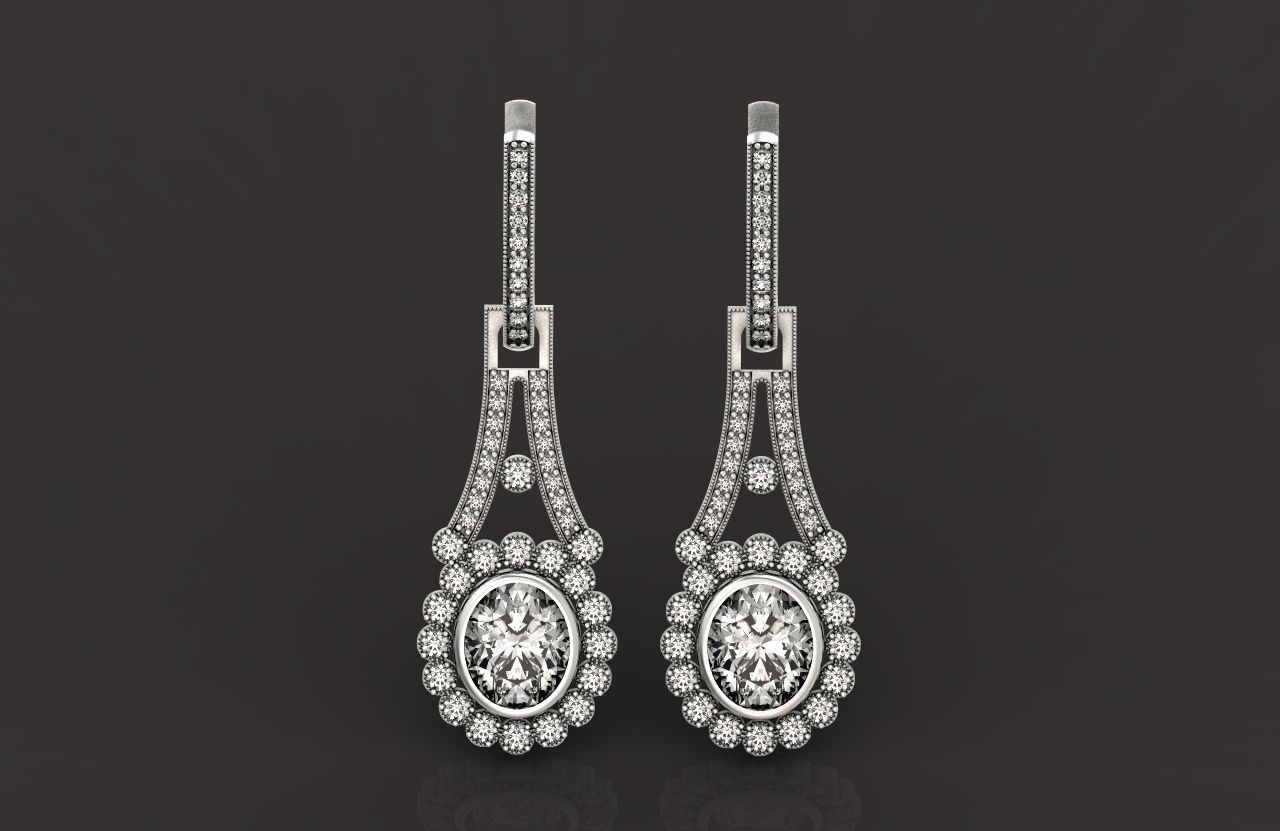 vintage bridal evening dangle earrings 425 3D print model_1