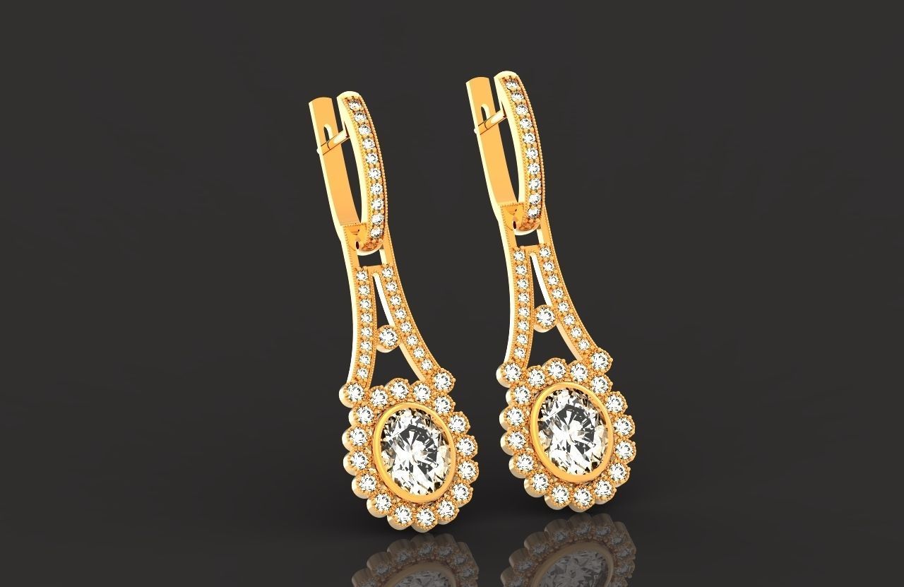 vintage bridal evening dangle earrings 425 3D print model_15