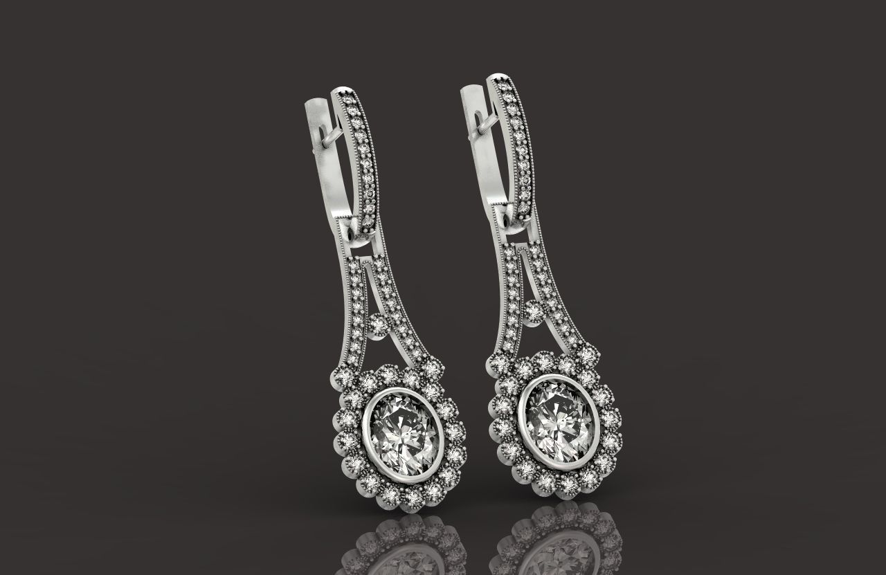 vintage bridal evening dangle earrings 425 3D print model_10