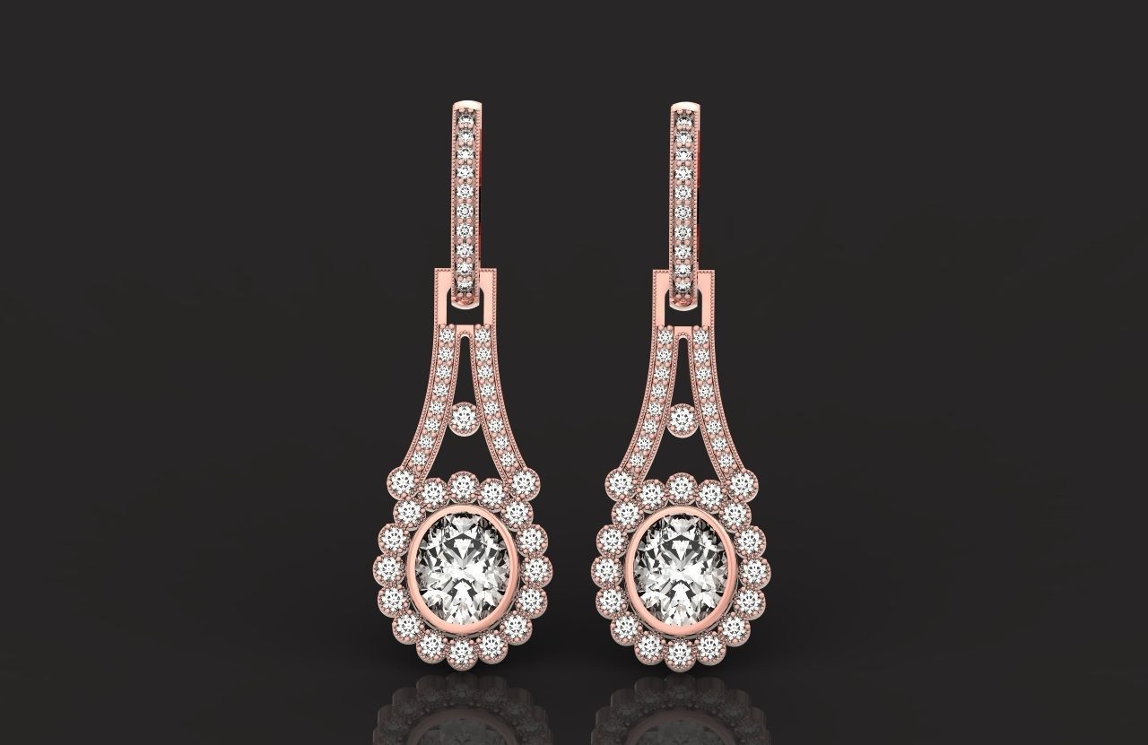 vintage bridal evening dangle earrings 425 3D print model_17