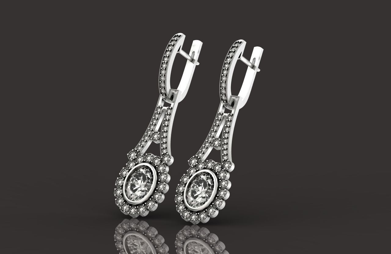 vintage bridal evening dangle earrings 425 3D print model_12