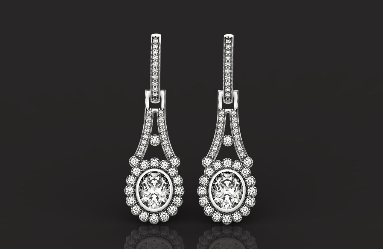 vintage bridal evening dangle earrings 425 3D print model_18