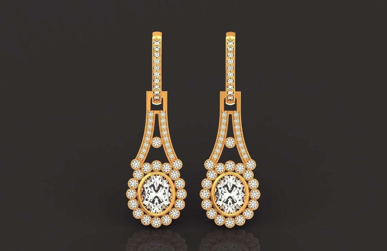 vintage bridal evening dangle earrings 425 3D print model_14
