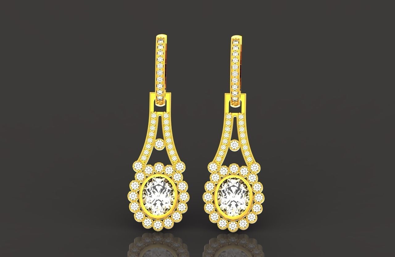 vintage bridal evening dangle earrings 425 3D print model_16