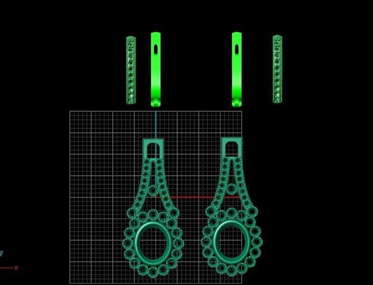 vintage bridal evening dangle earrings 425 3D print model_34