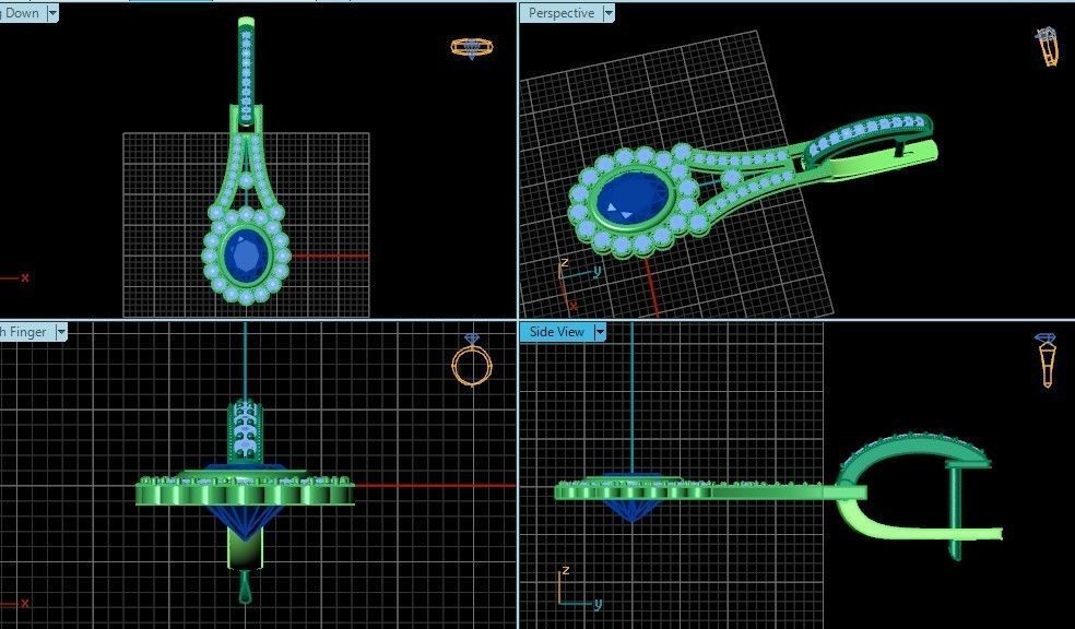 vintage bridal evening dangle earrings 425 3D print model_3