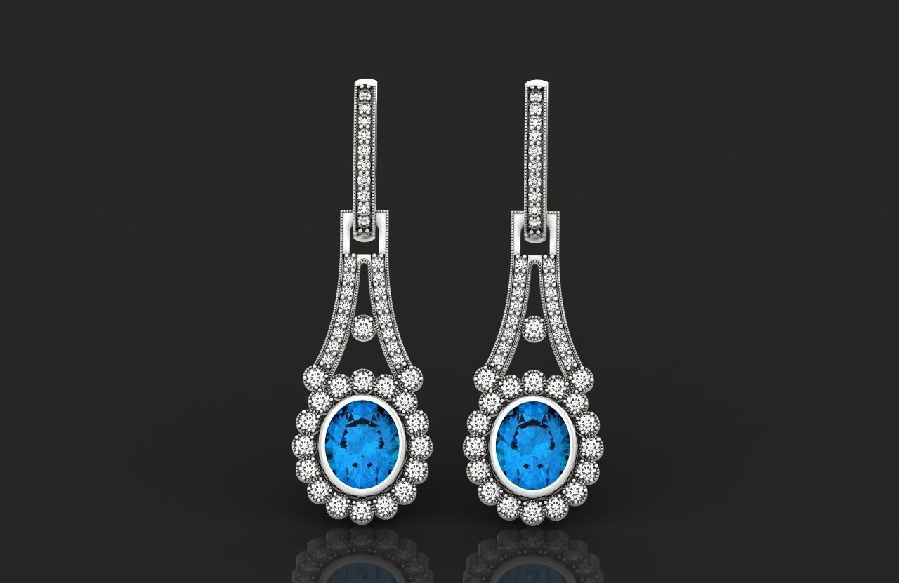 vintage bridal evening dangle earrings 425 3D print model_8