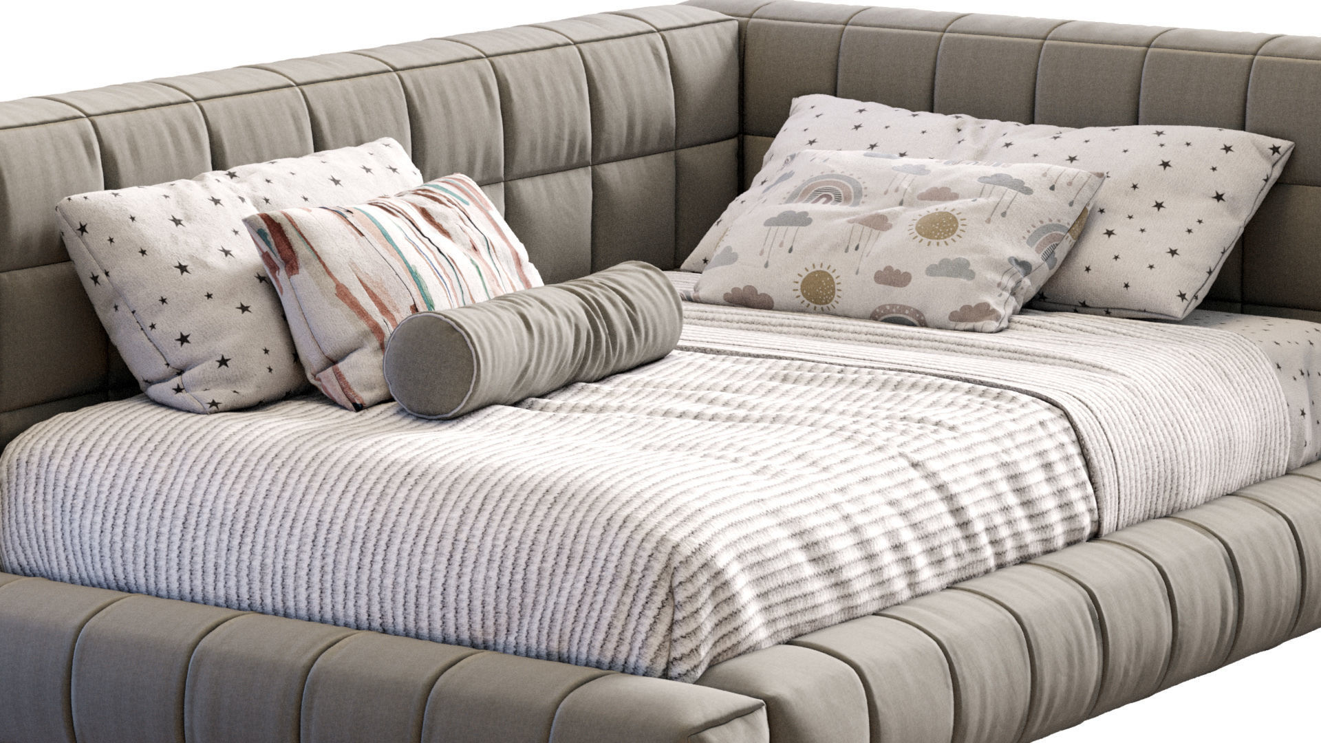 Baldwin Lounge Corner Upholstered Bed 3D model_1