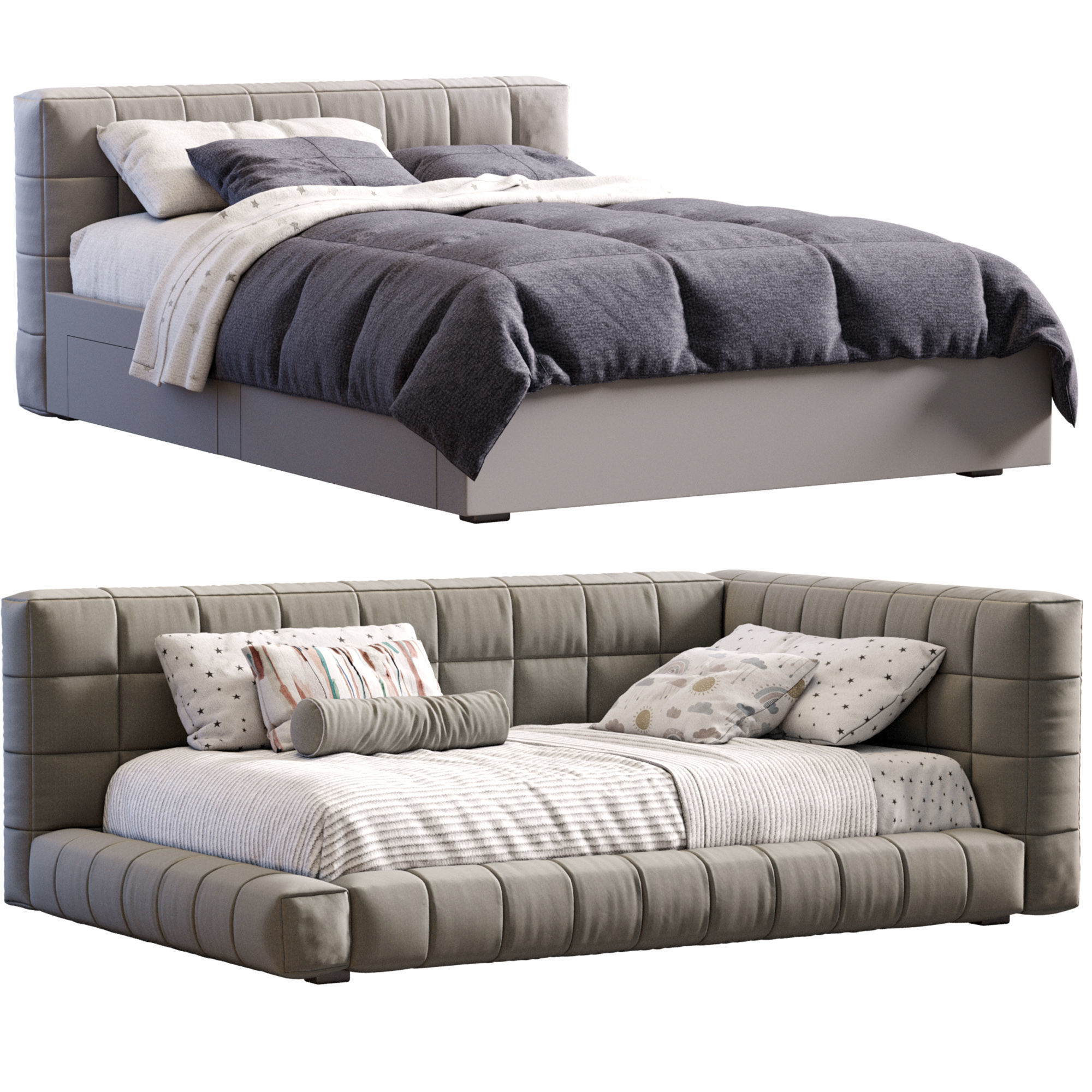 Baldwin Lounge Corner Upholstered Bed 3D model_11