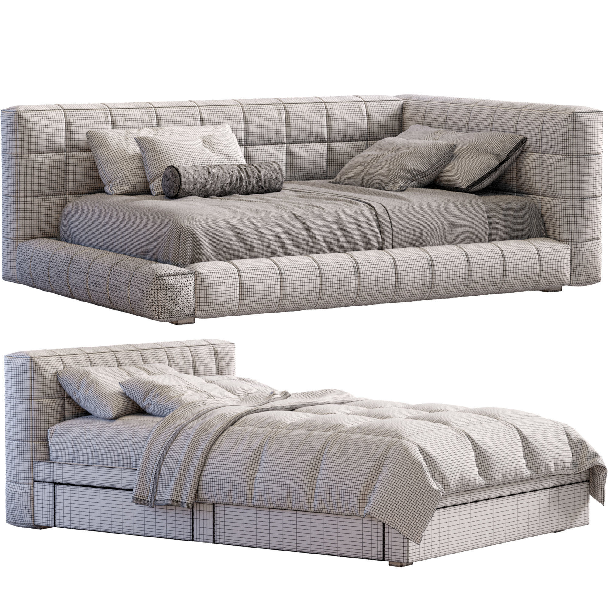 Baldwin Lounge Corner Upholstered Bed 3D model_13