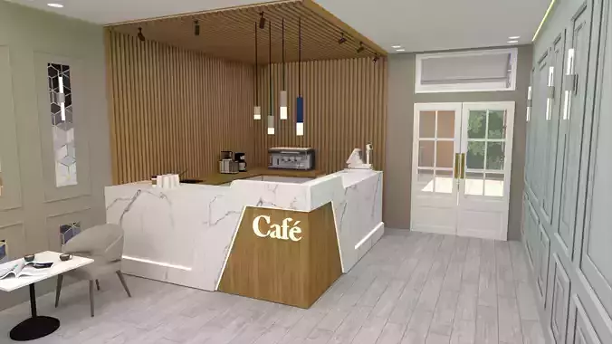 cafe counter  interior design 3D print model