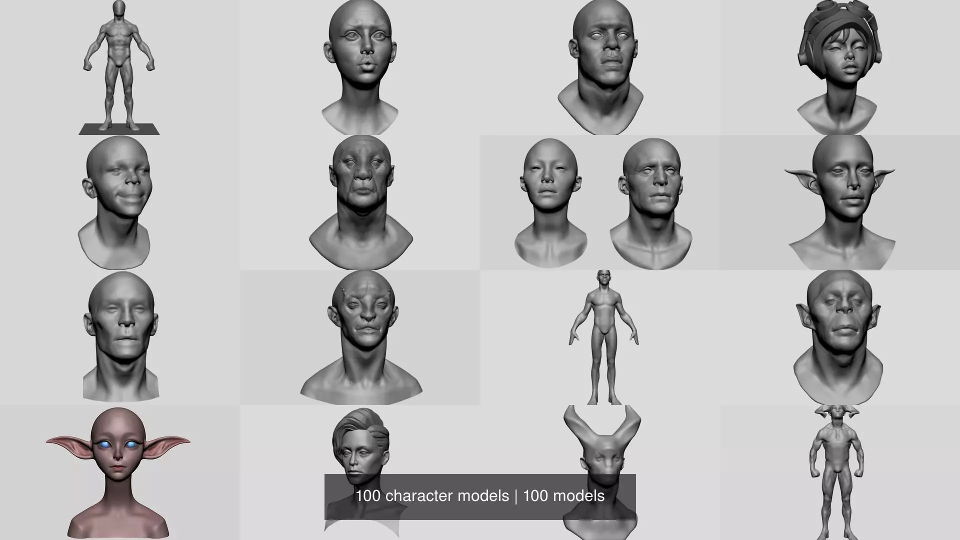 100 Character Models 3D Model Collection_0