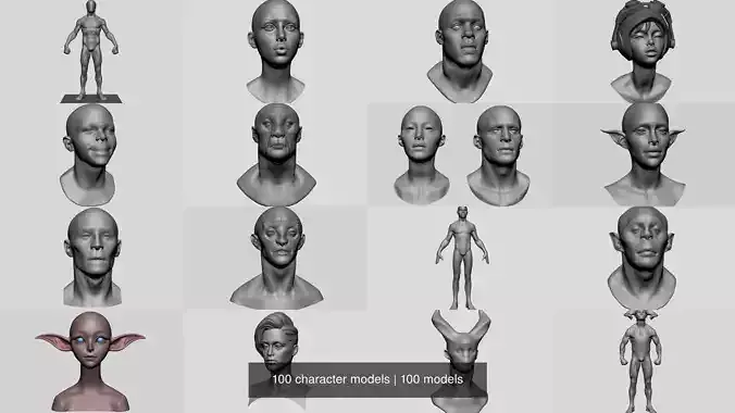 100 Character Models 3D Model Collection