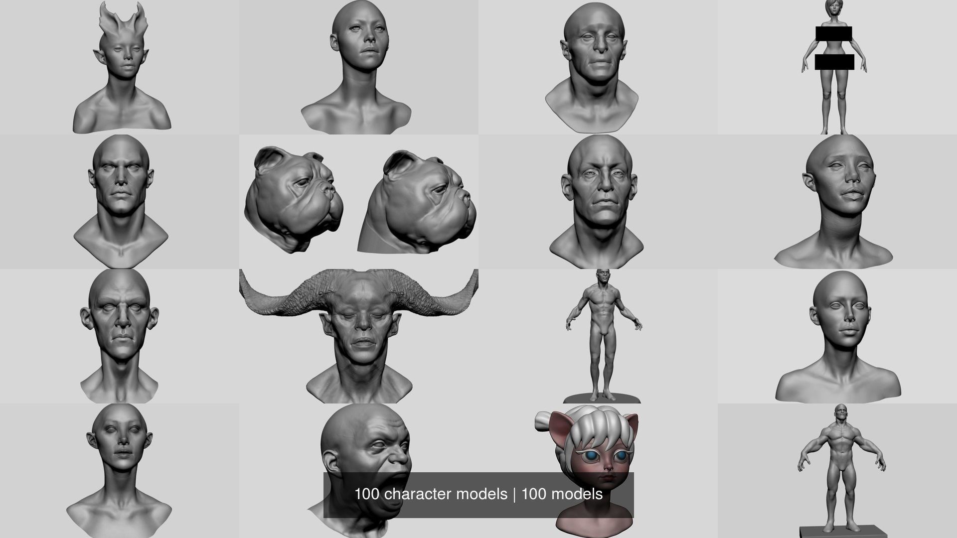 100 Character Models 3D Model Collection_3