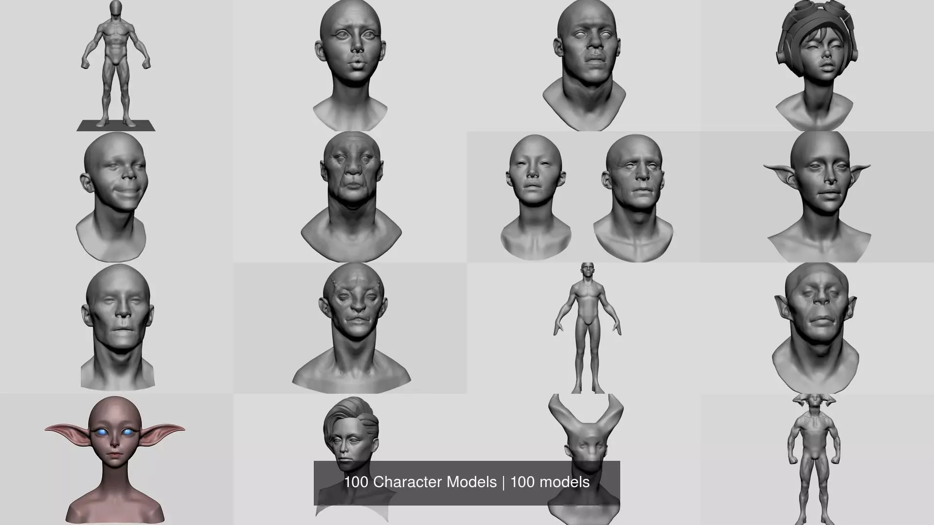 100 Character Models 3D Model Collection_1