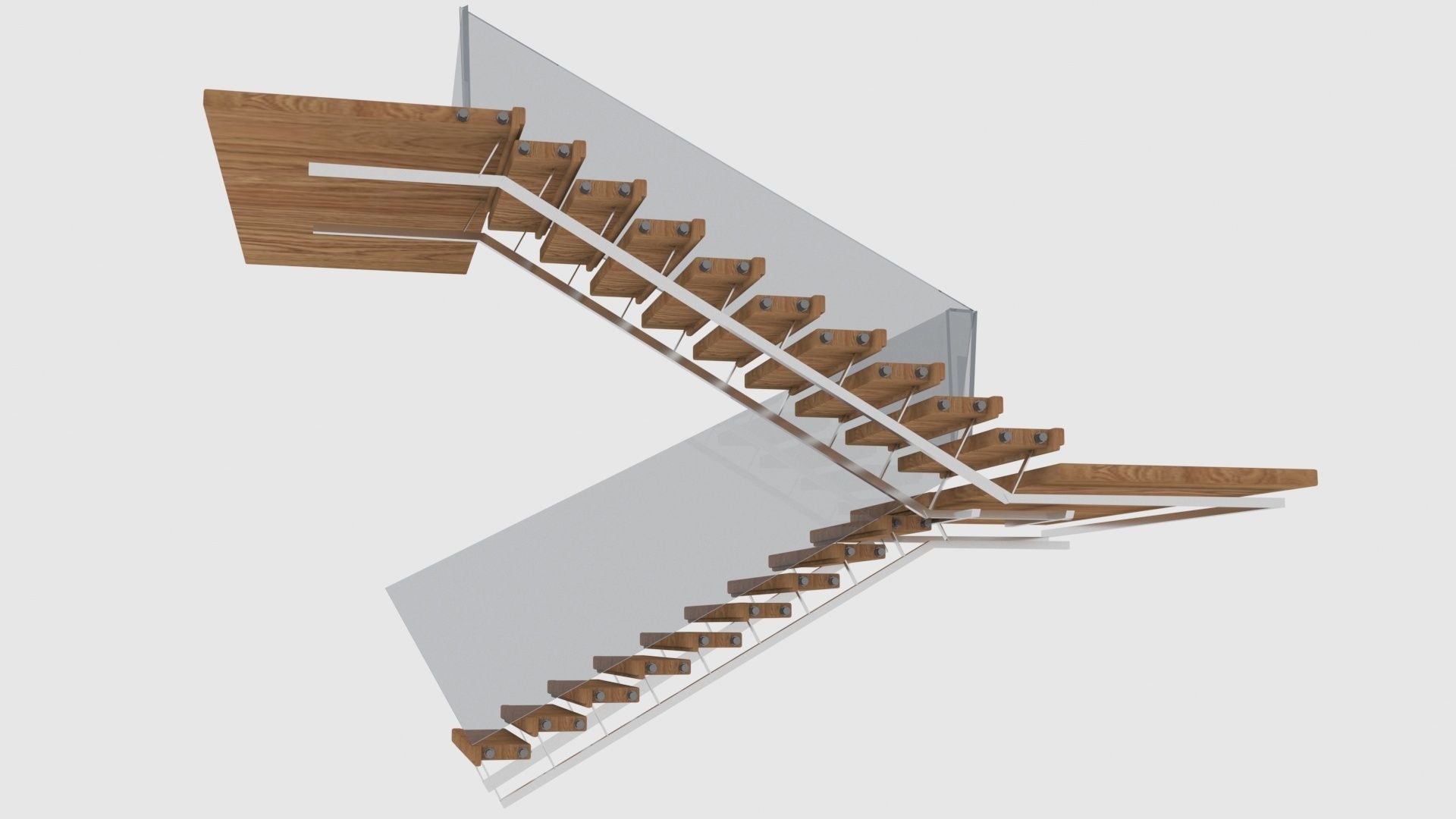 Wooden staircase model 3D model_3