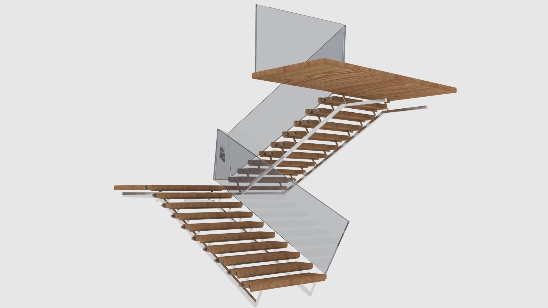 Wooden staircase model 3D model_2