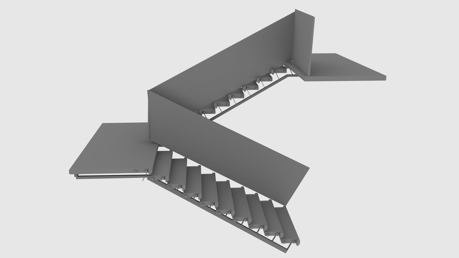 Wooden staircase model 3D model_8