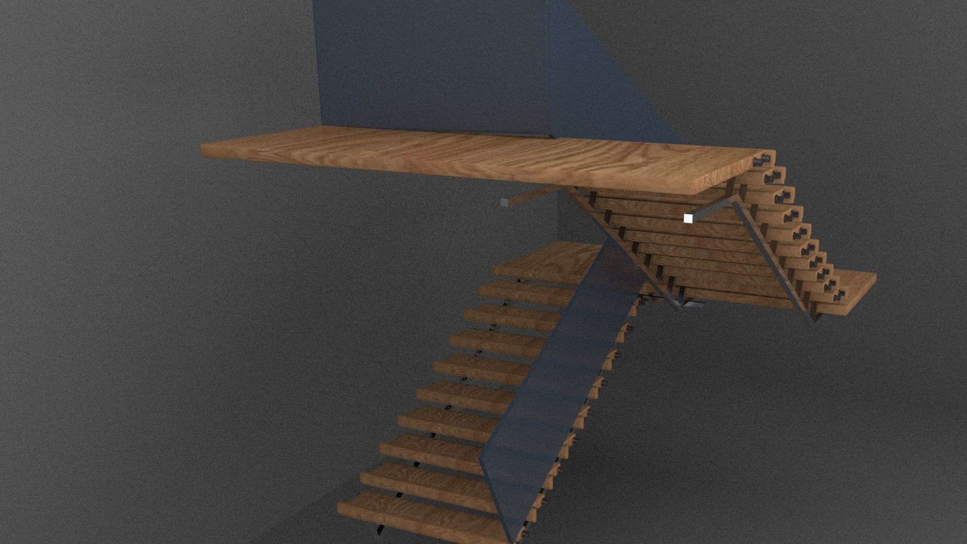 Wooden staircase model 3D model_4
