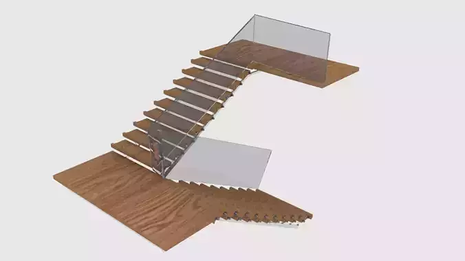 Wooden staircase model 3D model