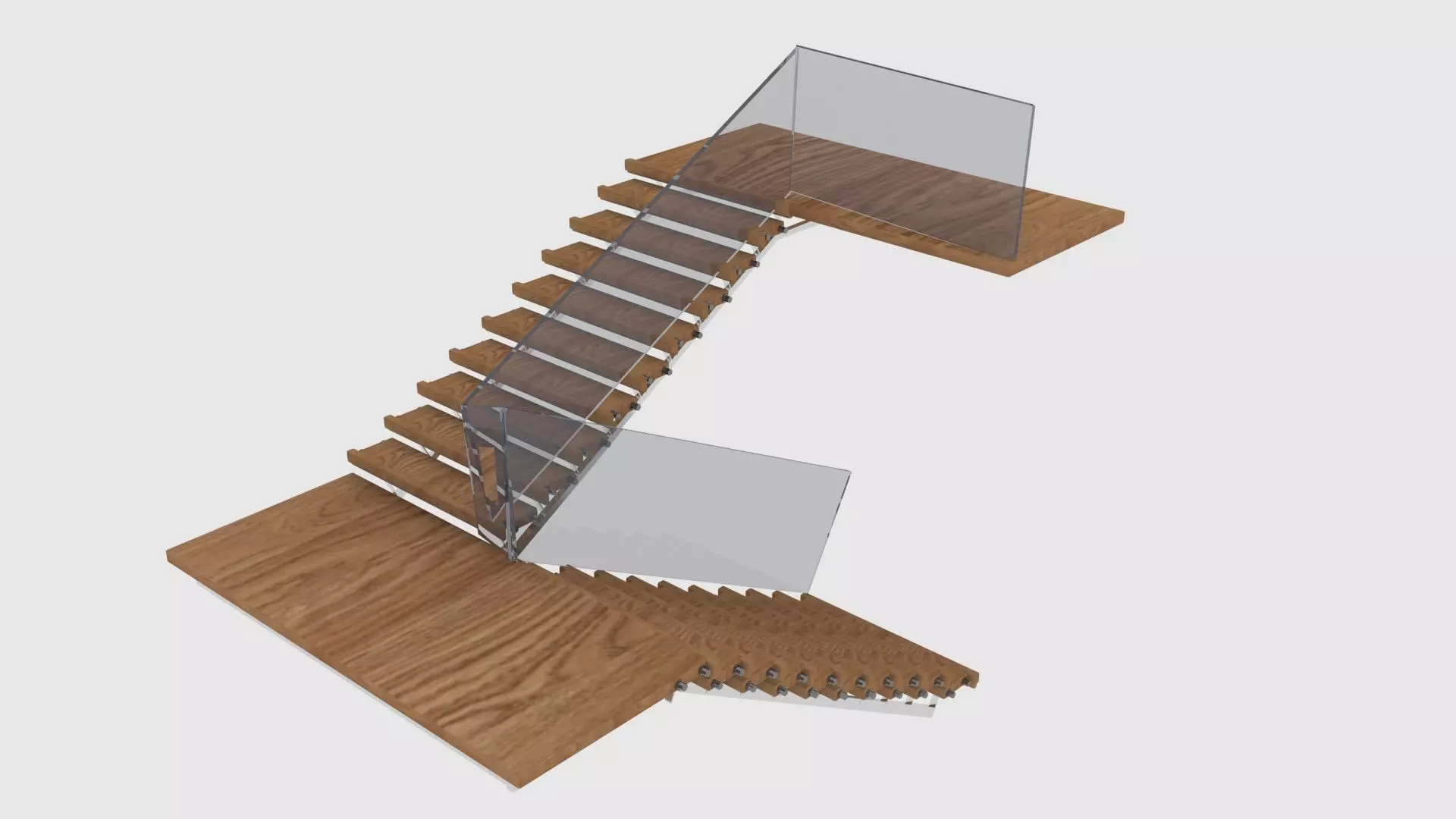 Wooden staircase model 3D model_0