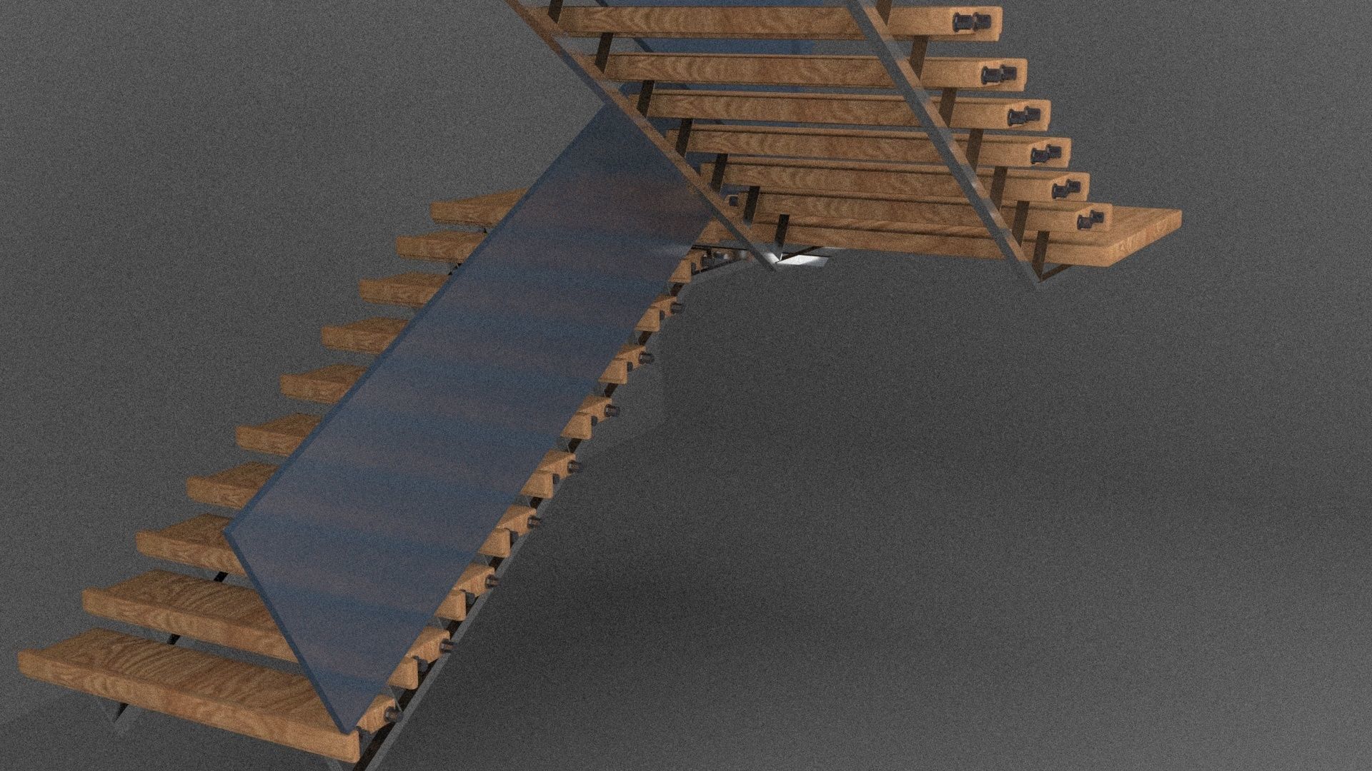 Wooden staircase model 3D model_5