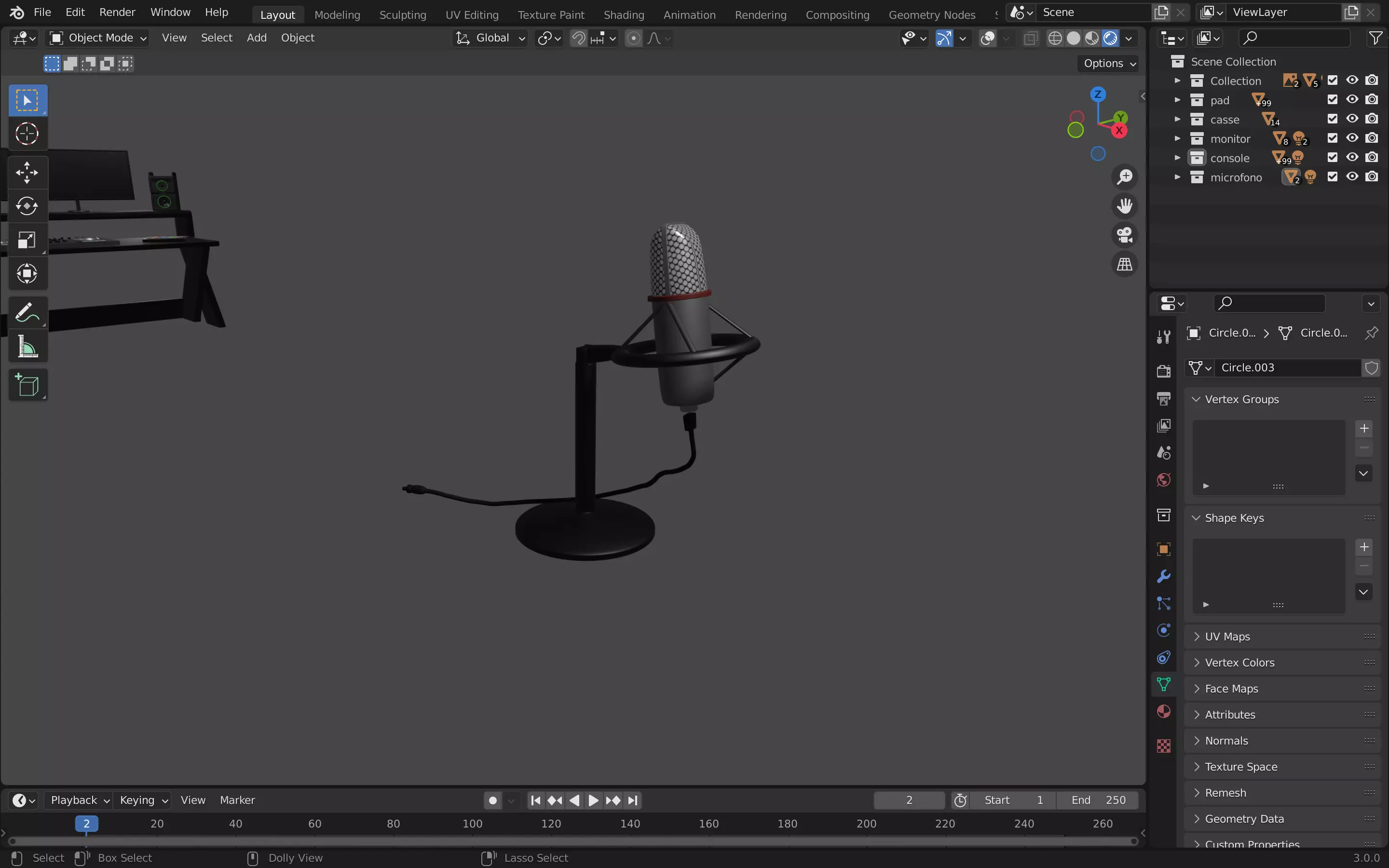microphone studio desk Free 3D model