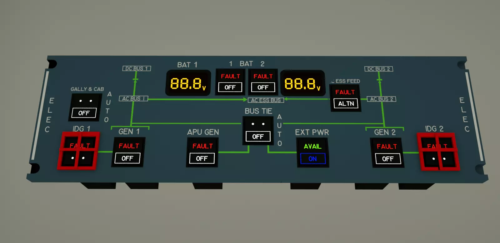Airbus A320 Overhead Electrical Panel Low-poly 3D model