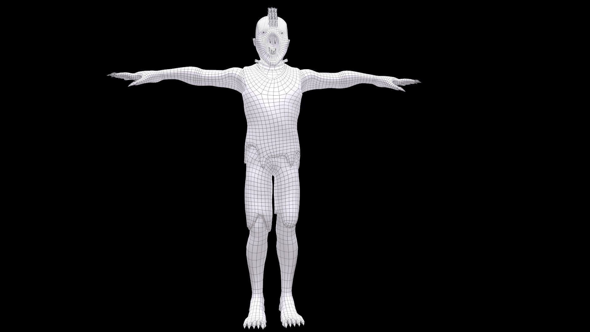 Mutant humanoid creature Low-poly 3D model_22