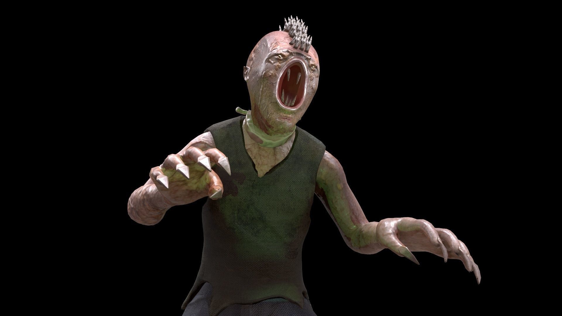 Mutant humanoid creature Low-poly 3D model_8