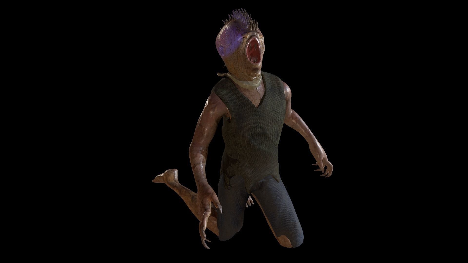 Mutant humanoid creature Low-poly 3D model_17