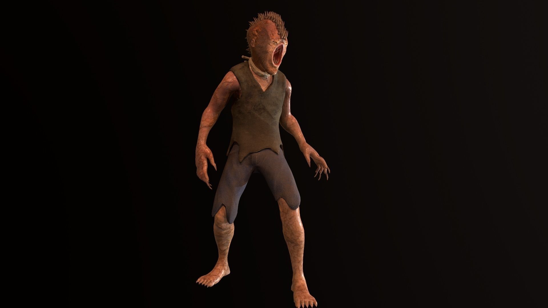 Mutant humanoid creature Low-poly 3D model_11