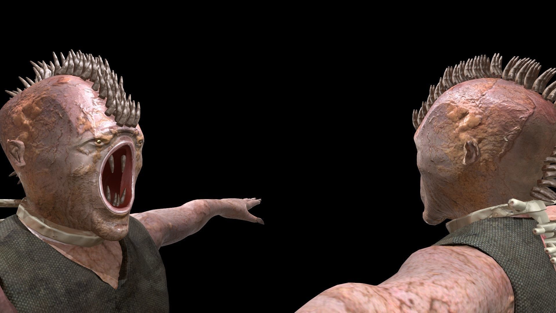 Mutant humanoid creature Low-poly 3D model_6