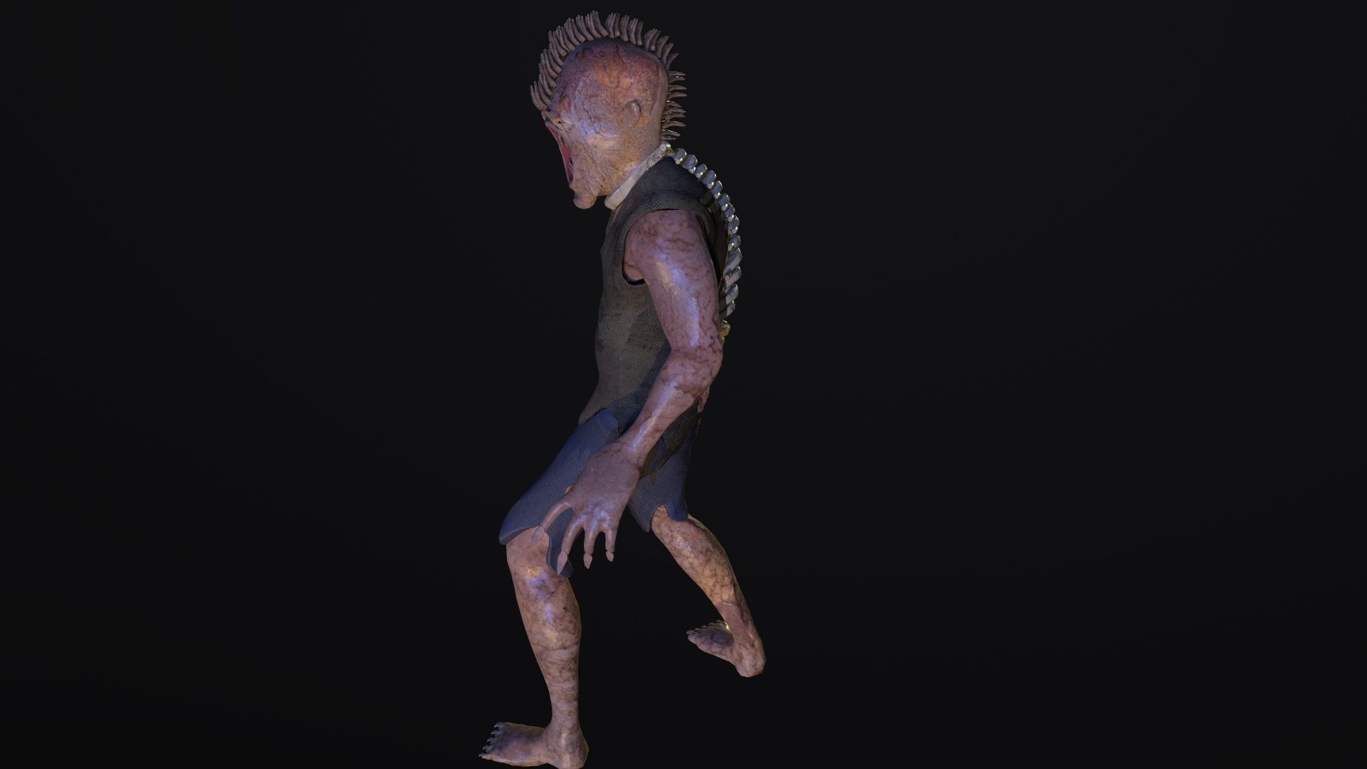 Mutant humanoid creature Low-poly 3D model_12