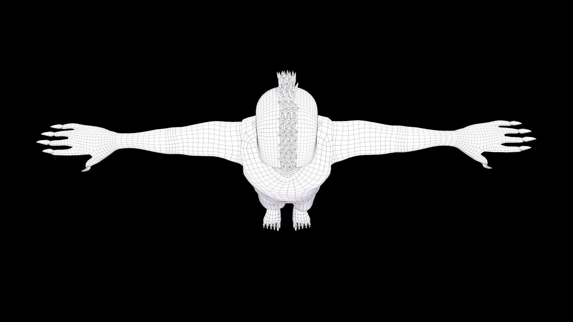 Mutant humanoid creature Low-poly 3D model_25