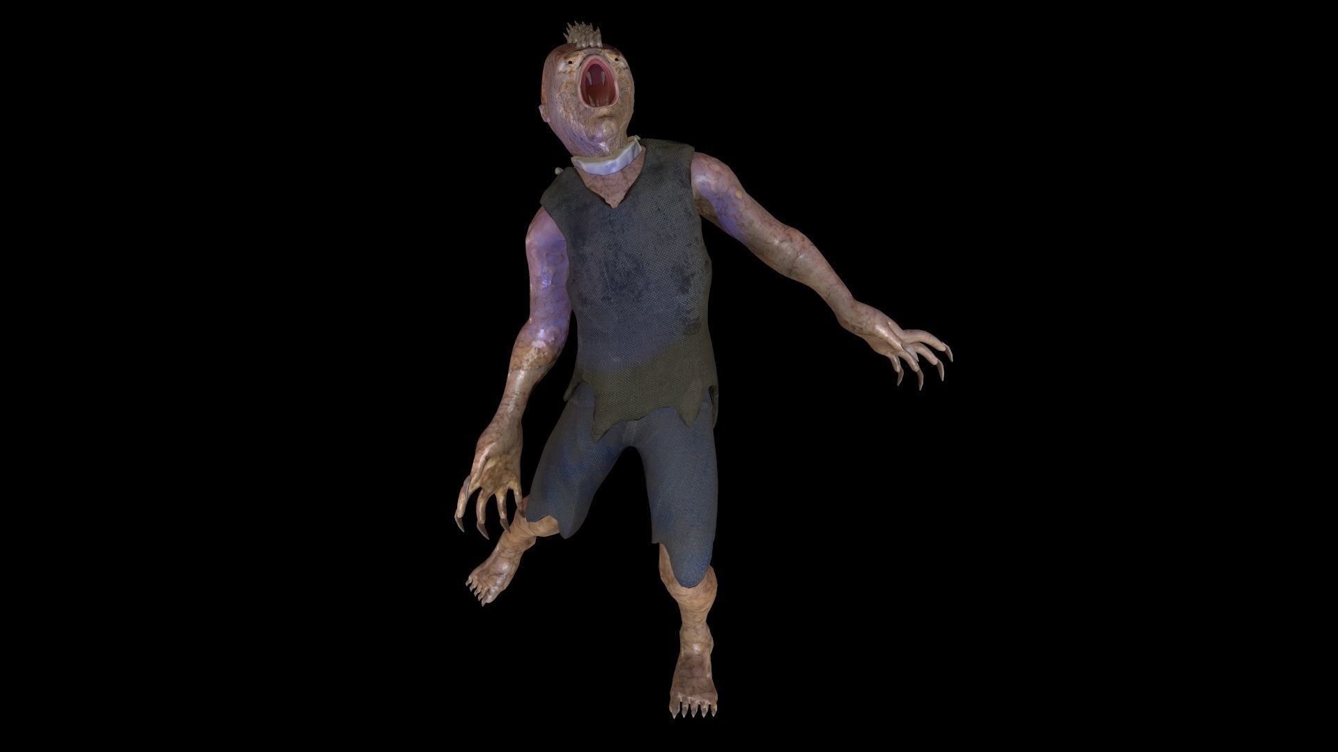 Mutant humanoid creature Low-poly 3D model_16
