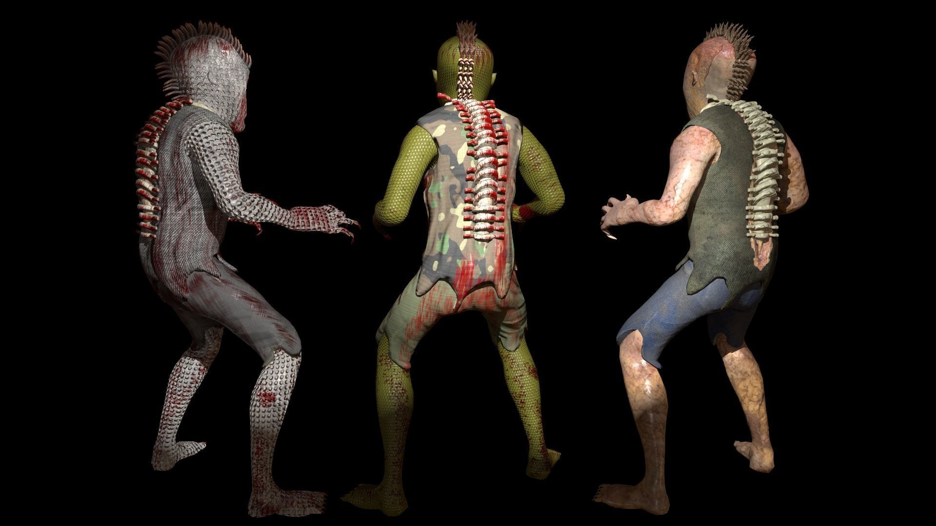 Mutant humanoid creature Low-poly 3D model_2