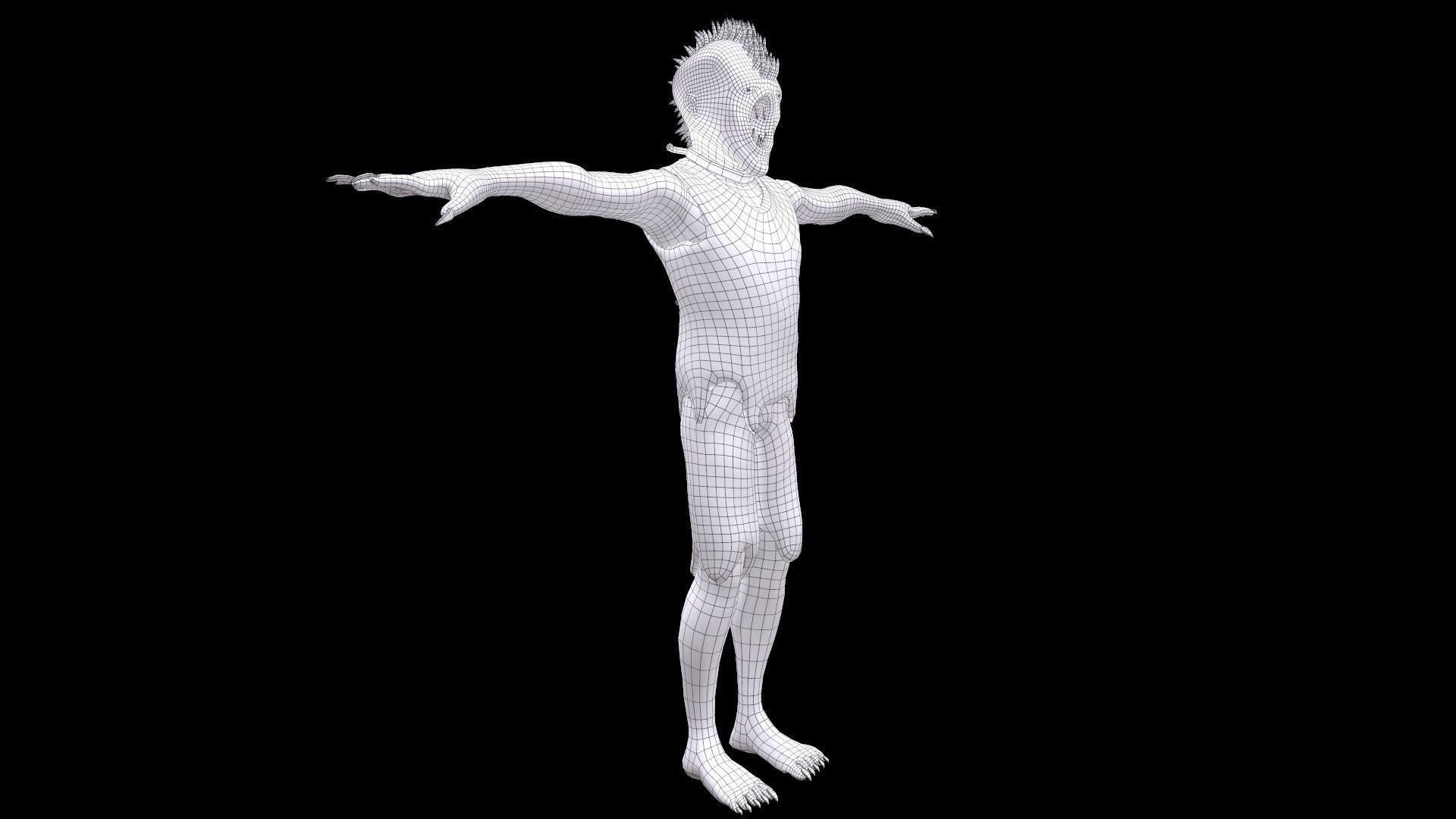 Mutant humanoid creature Low-poly 3D model_24