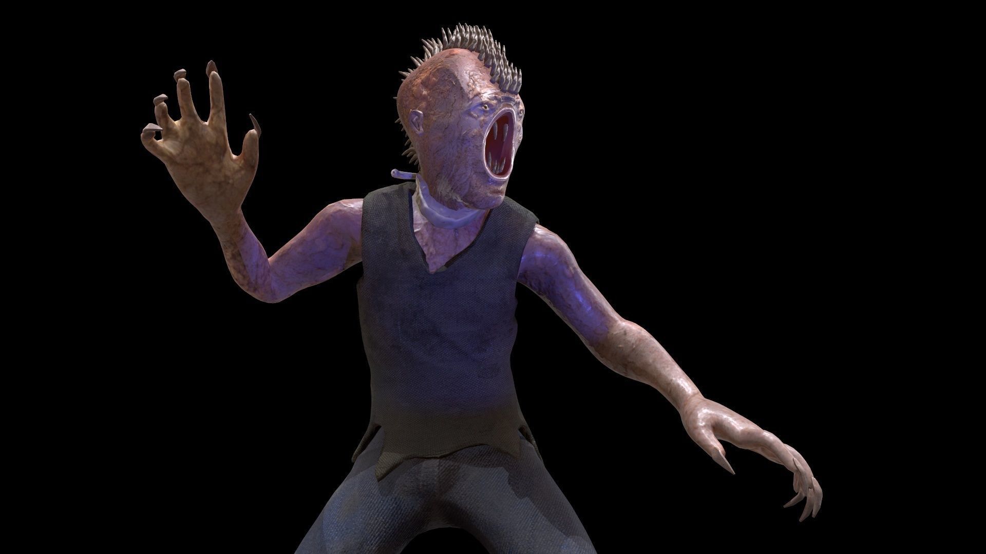 Mutant humanoid creature Low-poly 3D model_9