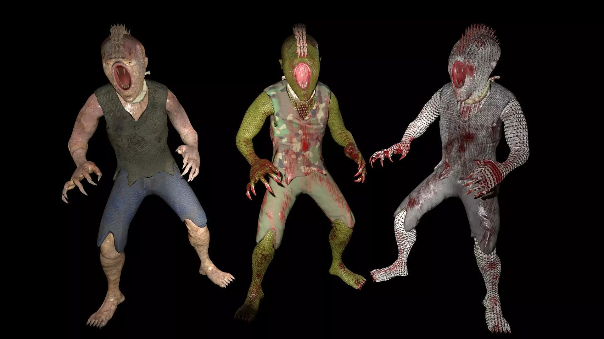 Mutant humanoid creature Low-poly 3D model_0